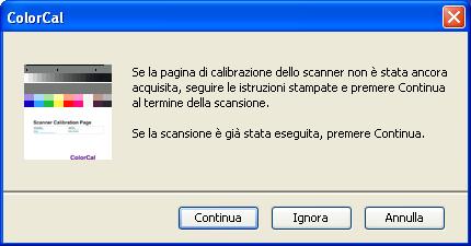 CALIBRAZIONE 43 9 Per stampare la pagina delle misurazioni dello scanner e calibrare lo scanner prima di eseguire la calibrazione di Fiery PRO 80 /S450 Color Server, selezionare Stampa pagina di