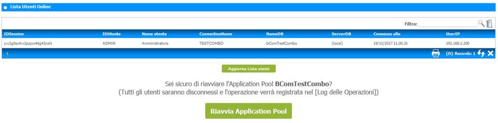 Rel. 7.8.7 Pag.3 UTILIZZO Riavvio application pool Possibilità di riavviare il CRM senza dover accedere al server!