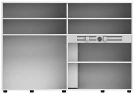 attrezzabile, canalizzazione DX e supporto / Low e Medium storage unit with 1 equippable compartment, right wire