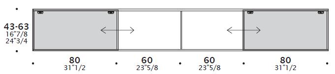 H 37 (14 1/2) H 57 (22 1/2) P 25 (9 7/8) P 40 (15 3/4) Ripiani.