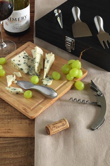 11265500 MINO SET VINO E FORMAGGIO MINO 24 x 24 x 5,5 cm Legno e acciaio inox.