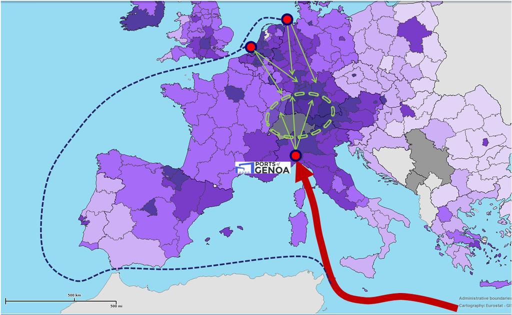 Genova un punto strategico verso la Banana Blu 25 Obiettivo: Aumentare la proiezione del porto verso la Svizzera e la Germania. SVIZZERA (PIL 344 mld, popolazione 8,1 milioni).