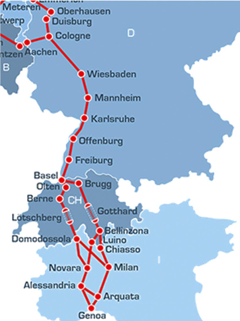 Il terzo valico e il San Gottardo 26 Il San Gottardo è l opera più importante del Corridoio Reno-Alpi, tra Rotterdam e Genova, e attraversa un area economica forte che rappresenta il 16% del Pil dell