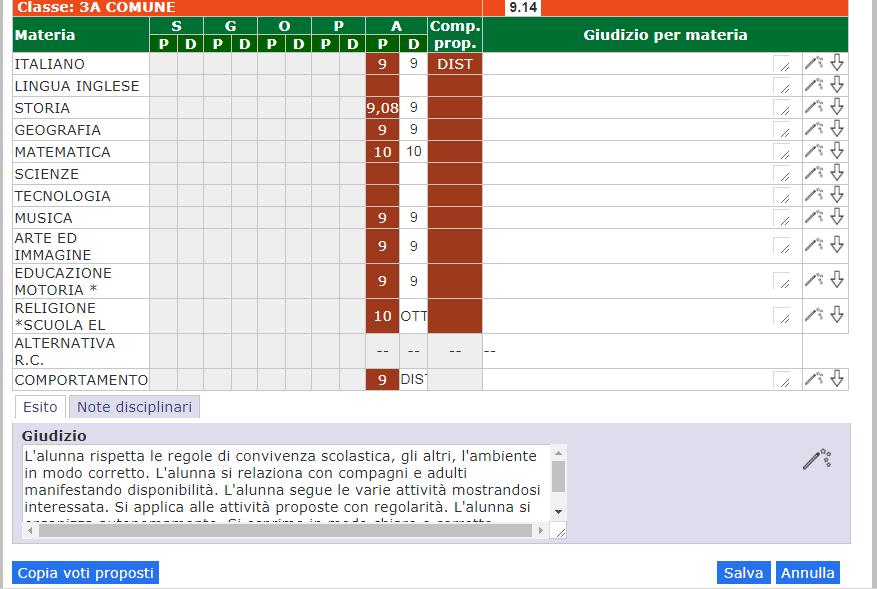 colonna D 3- Inserire il giudizio condiviso del comportamento (SUFF, BUON, DIST, OTTI) (vedi legenda ) 4- Religione: nella colonna P sarà visibile il voto in decimi, digitare nella colonna D i