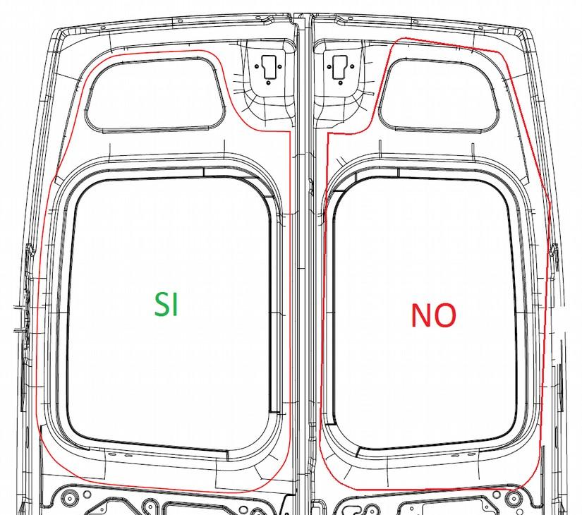 3.3) Montaggio pannelli esternamente con fori sulla scocca: Per i pannelli dimensionati per il montaggio esternamente con fori sulla scocca: (nel caso dei pannelli delle porte si consiglia di