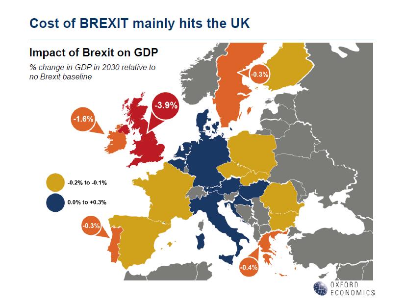 Brexit Escludendo variazioni nelle scelte localizzative delle imprese, l impatto di una hard-brexit sul