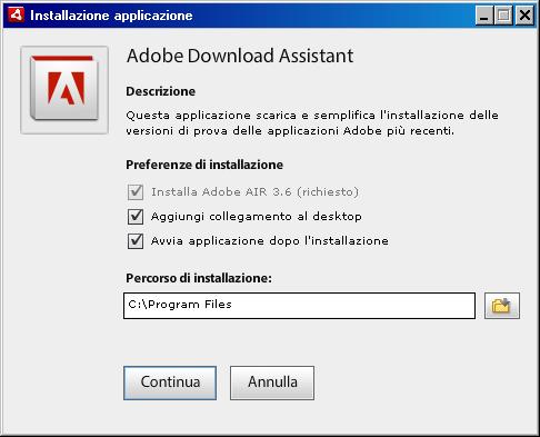 5) Eseguire il file AdobeDownloadAssistant.