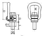 Golfare girevole con staffa Rotating eyebolt with clamp Serie 806X Tiro a 90 con minimo ingombro. Disponibile, su richiesta, filettatura e lunghezza gambo fuori standard.