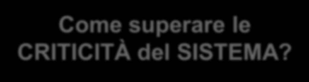 Come superare le CRITICITÀ del SISTEMA?