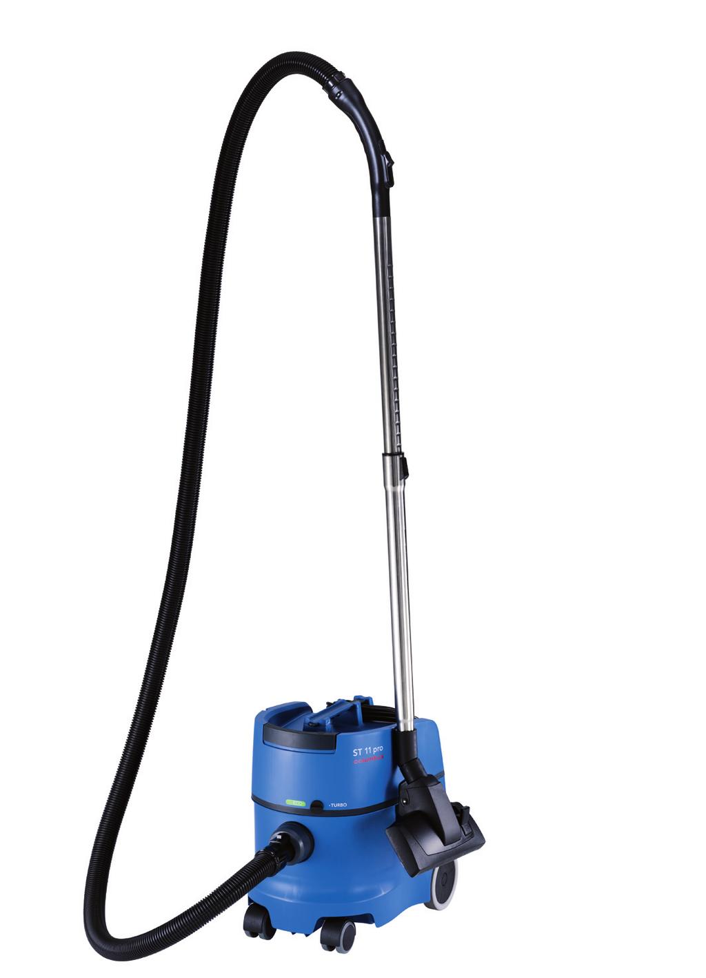 More economic: WITH "ECO" FUNCTION St 11 pro ST 11 pro The all-round Model in a compact design and with a large 11 litre fleece filter bag for professional use on hard floors and textile surfaces.