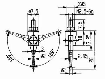 664 0.40 2.00 2.50 15.665 0.60 2.00 2.50 15.666 1.00 4.00 2.50 Inserto di misura a forma di coltello in carburo, M2.