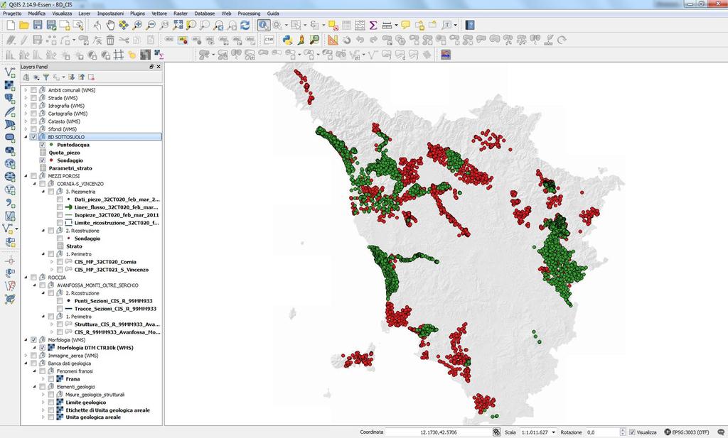 BD_sottosuolo Integrata nel progetto QGIS dei CIS