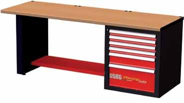 00,00 CODICE 8 m m 660,00 6 000 59 RC 600,00 CASSETTI Banco da lavoro RACING con piano in legno NE0W - Piano di lavoro in faggio multistrato (spessore 0 ) - Cassetti ad estrazione totale con maniglie