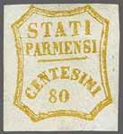 50 240 Corinphila Auction 13 June 2019 7171 7171 80 cent. bistro oliva, pos. 29 con "zero grasso", nuovo con gomma, ben marginato e perfetto. Cert.