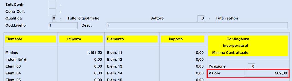 gestione degli elementi retributivi (aziende non CONQUEST), per far sì che il calcolo "Raffronto Retribuzione Base e Minimale" sia corretto è necessario, prima di procedere con il travaso, verificare