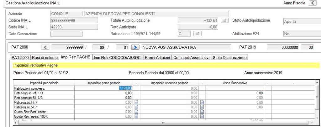 Richiamare il Settore contrattuale e Ccnl indicati in anagrafica ditta, premere F8 per visualizzare i vari livelli retributivi e richiamarli singolarmente.