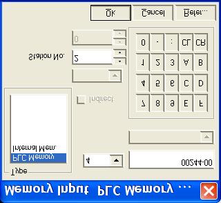 In questa finestra vengono visualizzati i parametri da impostare: Type: selezionare PLC Memory La funzione MODBUS: 4 L indirizzo della Word e del bit corrispondente al punto sul quale si vuole