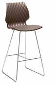 POLIPROPILENE, TELAIO GAMBE IN LEGNO. -leg barstool with wood frame. 380 39 393 386 3 cm.