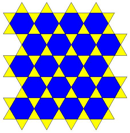 B A In ogni vertice della tassellazione della figura a sinistra si incontrano nell ordine, un triangolo equilatero, un esagono e ancora un triangolo equilatero e un