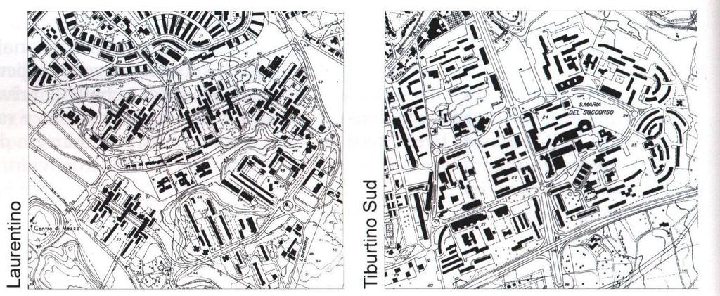 Forme urbane aperte, Morfotipologie autonome = la maglia stradale, geometricamente complessa, non ha relazione con la morfologia del terreno né con i tessuti circostanti; I tipi edilizi sono molto