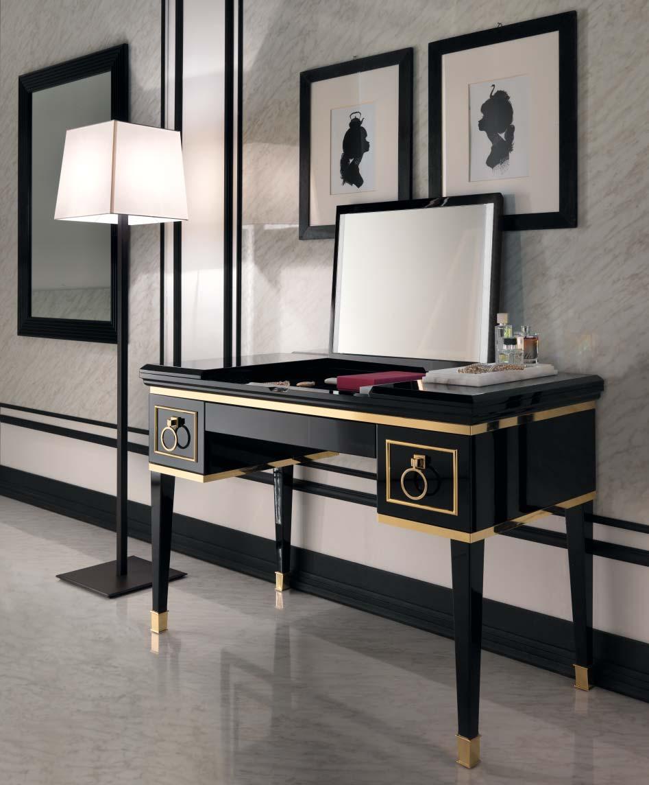 LUTETIA makeup console in G556 black finish (L115 P56 H80 cm)