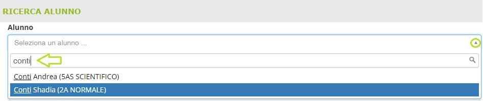 110 RICERCA ALUNNI Questa funzione nasce dall esigenza di voler ricercare le informazioni di un alunno senza passare necessariamente dalla classe di appartenenza.