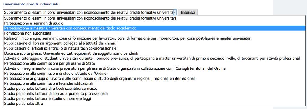 Nel riquadr rss di Figura 3 è indicat il menù a tendina relativ alle attività frmative equiparate ad attività frmative rdinarie e alla frmazine nn autrizzata, csì cme specificat all articl 5 del