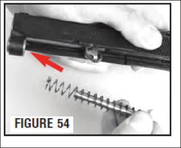 Figura 54 Accertatevi che la leva attuatrice della sicura al percussore non sia sollevata, perché interferirebbe con il rimontaggio del carrello (fig. 55A e 55B).