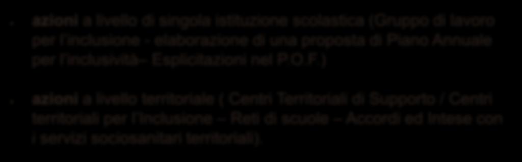 elaborazione di una proposta di Piano Annuale per l inclusività Esplicitazioni nel P.O.F.