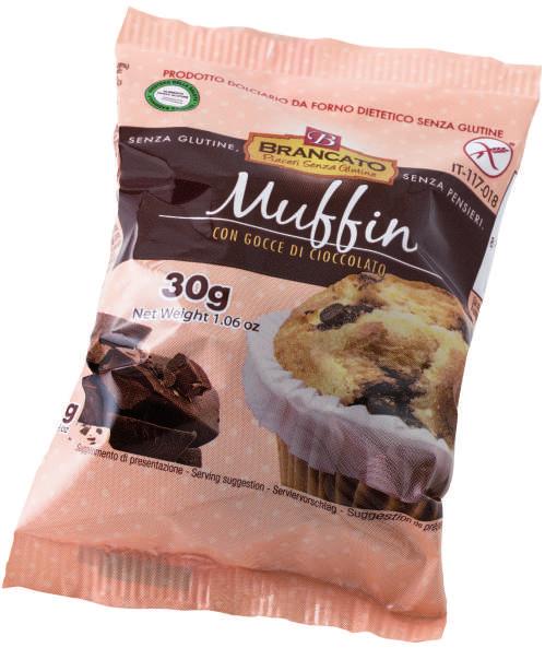 181 MUFFIN CON GOCCE DI CIOCCOLATO senza glutine INGREDIENTI: amido di mais, UOVA intere, olio di girasole,