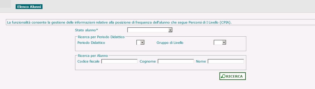 passaggio a partire dalle frequenze di I livello di altra scuola della stessa provincia: si digita il codice scuola di interesse e si procede allo scorrimento di tutti gli studenti o di una parte di