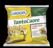 brevettata da Orogel che consente di mantenere tutta la parte migliore del vegetale, il cuore del carciofo.