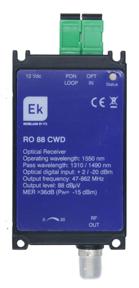BY EK RO 68 CWD / RO 88 CWD Consente la ricezione di segnali ottici, dividendo il segnale CATV (RF) e i pacchetti IP (FUBRA) Lunghezza d onda di passaggio 1310 / RO 68 CWD: Modalità passiva.