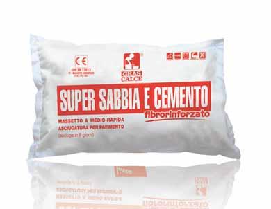 MASSETTI SCHEDE TECNICHE SUPER SABBIA E CEMENTO FIBRORINFORZATO Massetto predosato fibrorinforzato, a medio/rapida asciugatura Composta da: aggregato siliceo (0/4 mm), fibre, cemento (conforme a UNI