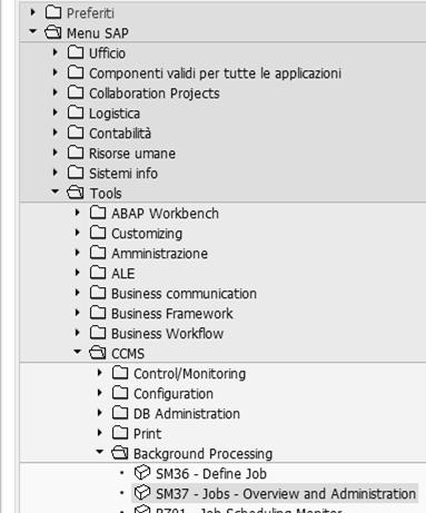 RIEPILOGO E MODIFICA JOB (TRANSAZIONI SM7) Percorso: