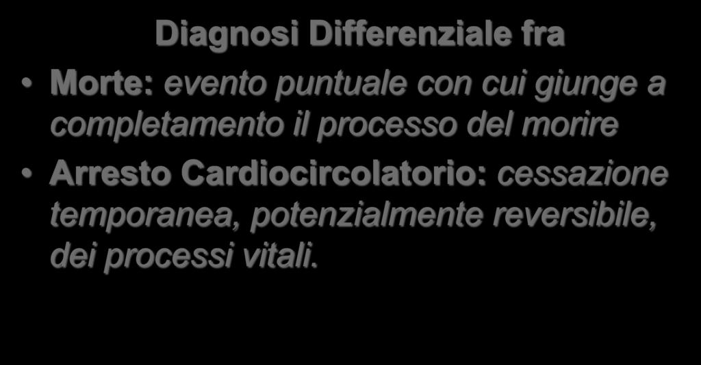 QUESTIONI ETICHE DI FINE VITA Diagnosi Differenziale fra Morte: evento puntuale con cui giunge a completamento il