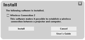 Per installare Wireless Connection 2 1. Collocare il CD-ROM in dotazione nell unità per CD-ROM del vostro computer. 2. Nel menu che appare, fare clic sul pulsante [Install].