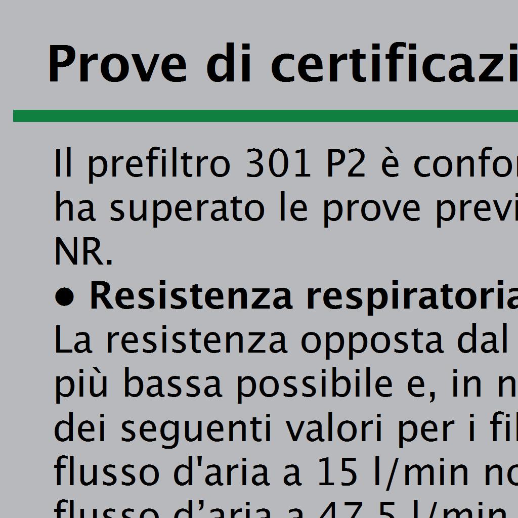 prefiltro 301 P2 NR è un prefiltro antipolvere formato da strati di