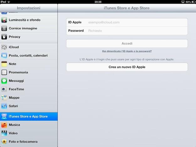 FAQ di gestione ipad CREAZIONE E GESTIONE ID APPLE: L ID Apple è l utente che si utilizza per eseguire qualsiasi operazione tramite Apple, inclusi l'utilizzo di icloud per salvare i contenuti, il