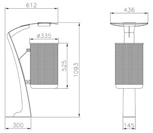 Il contenitore è sostenuto da una struttura in acciaio ottenuta dalla saldatura di tre elementi di tubolare quadro ricavati da taglio laser sp.