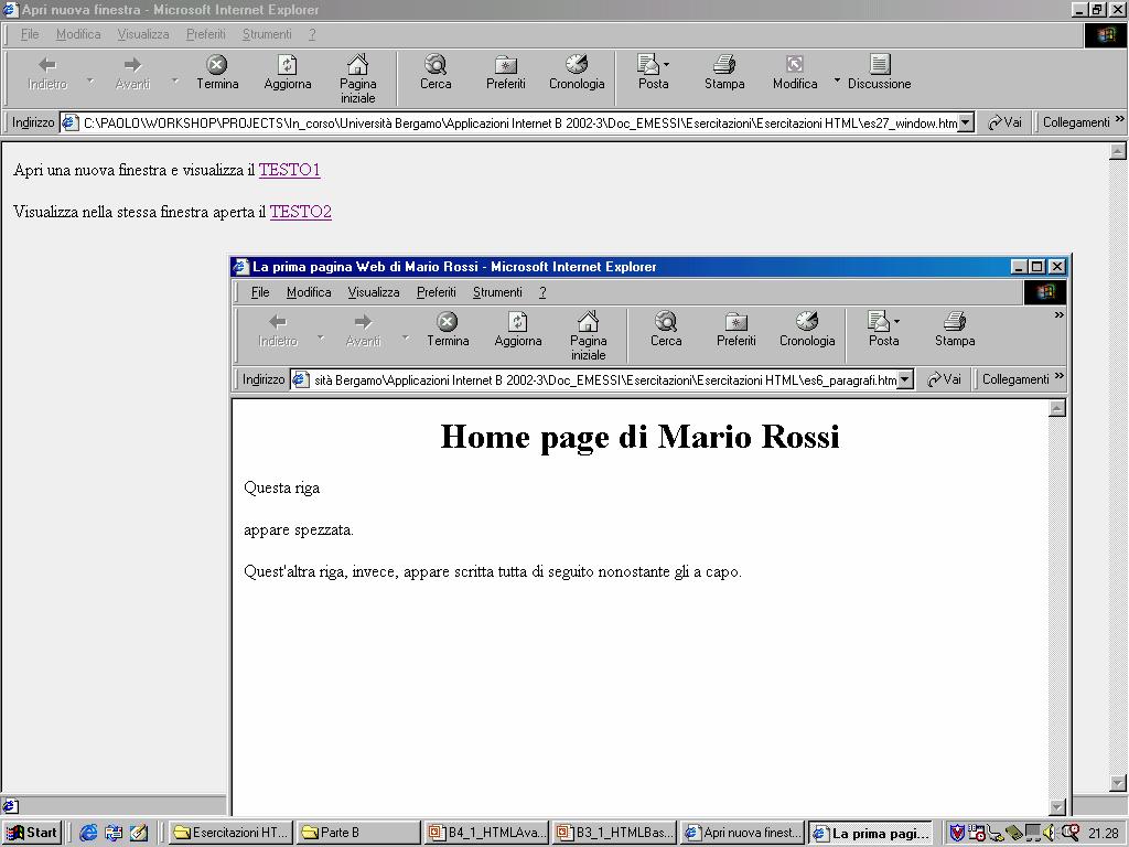 Finestre <body bgcolor="#eeeeee"> <p>apri una nuova finestra e visualizza il <a href="es6_paragrafi.