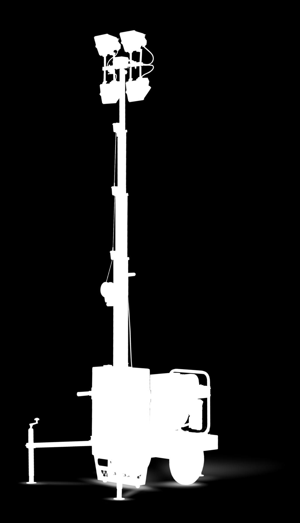 PEGASO 4 X 57 W LED Pegaso tower è fornita con un gruppo elettrogeno aperto fino a 4 KW.