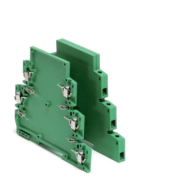 COMPACT Contenitori per guide DIN (EN 60715) con morsetti integrati Numero vie: 5 Materiale: Poliammide (UL 94-V0) Colore: Verde Misure: 76.9 x 99.1 x 6.2 Morsetto: 15A; 120V (250V); 2.
