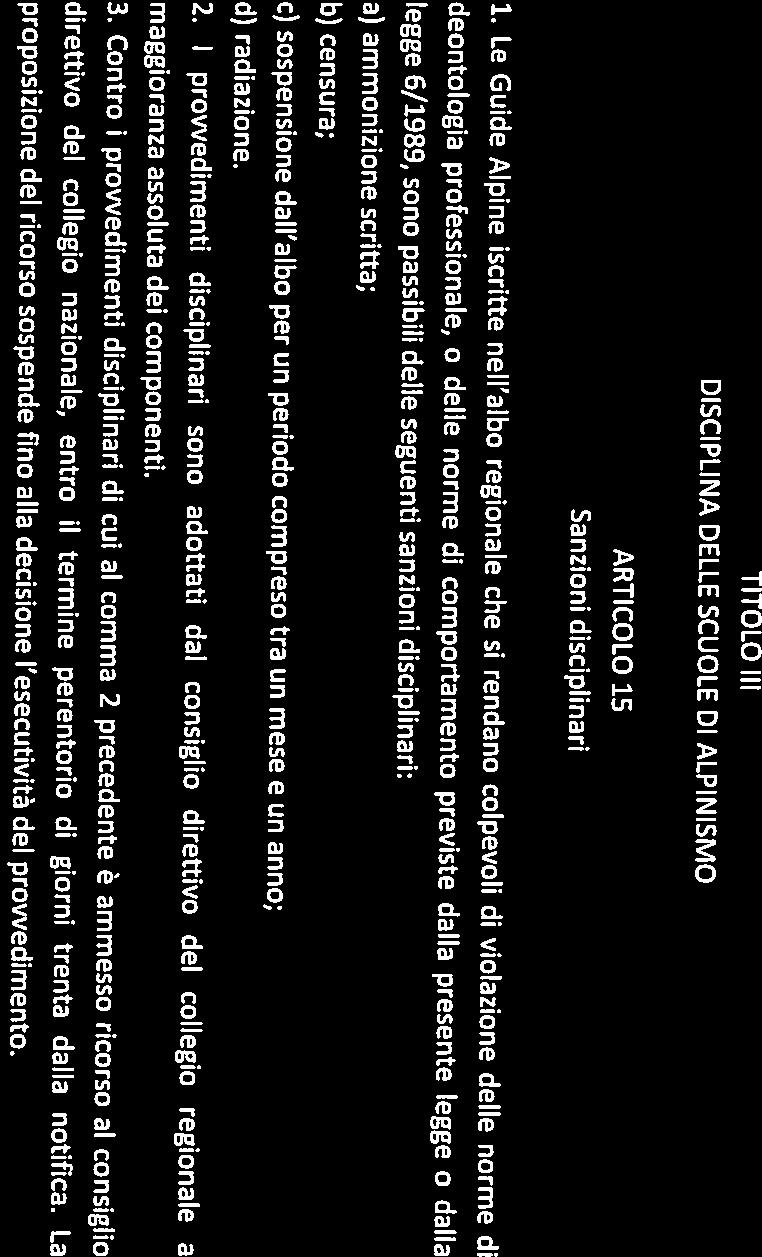 Sanzioni disciplinari TITOLO III ARTICOLO 15 DISCIPLINA DELLE SCUOLE DI ALPINISMO Onie Alberico Gambino cellulare 338.4405894 ganblno.alb@consigllo.reglone.campanla.lt 3240956916 Tel.