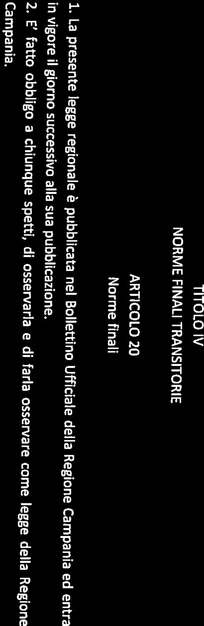 Norme finali ARTICOLO 20 NORME FINALI TRANSITORIE TITOLO IV OnJe Alberico Gambino cellulare 348.4405894 3240956916 gamblno.aib@consigiio.regione.campanla.it Tel.