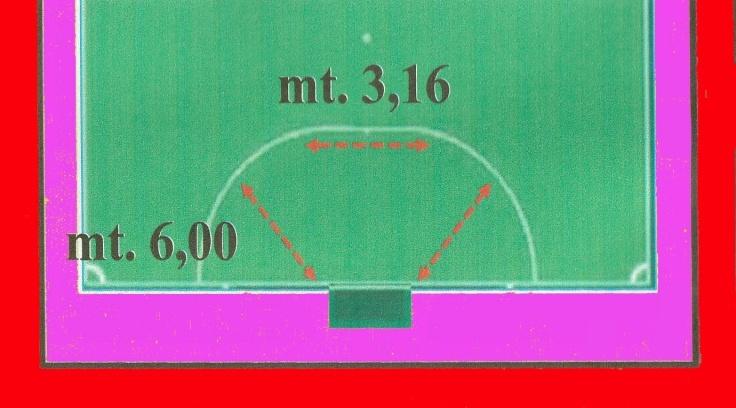 I lati più lunghi del terreno sono denominati linee laterali I lati più corti del terreno sono chiamati linee di porta Tutte le linee devono essere chiaramente visibili e avere una larghezza di 8 cm