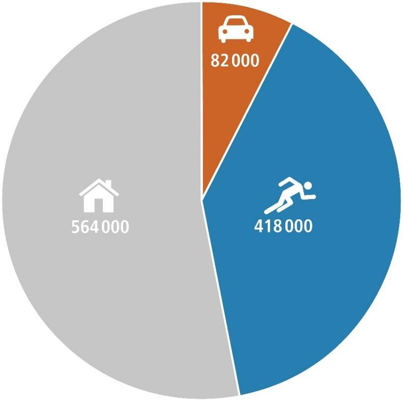 Infortuni non professionali in Svizzera, 2014 Ogni anno, più di 1 milione di persone si feriscono in