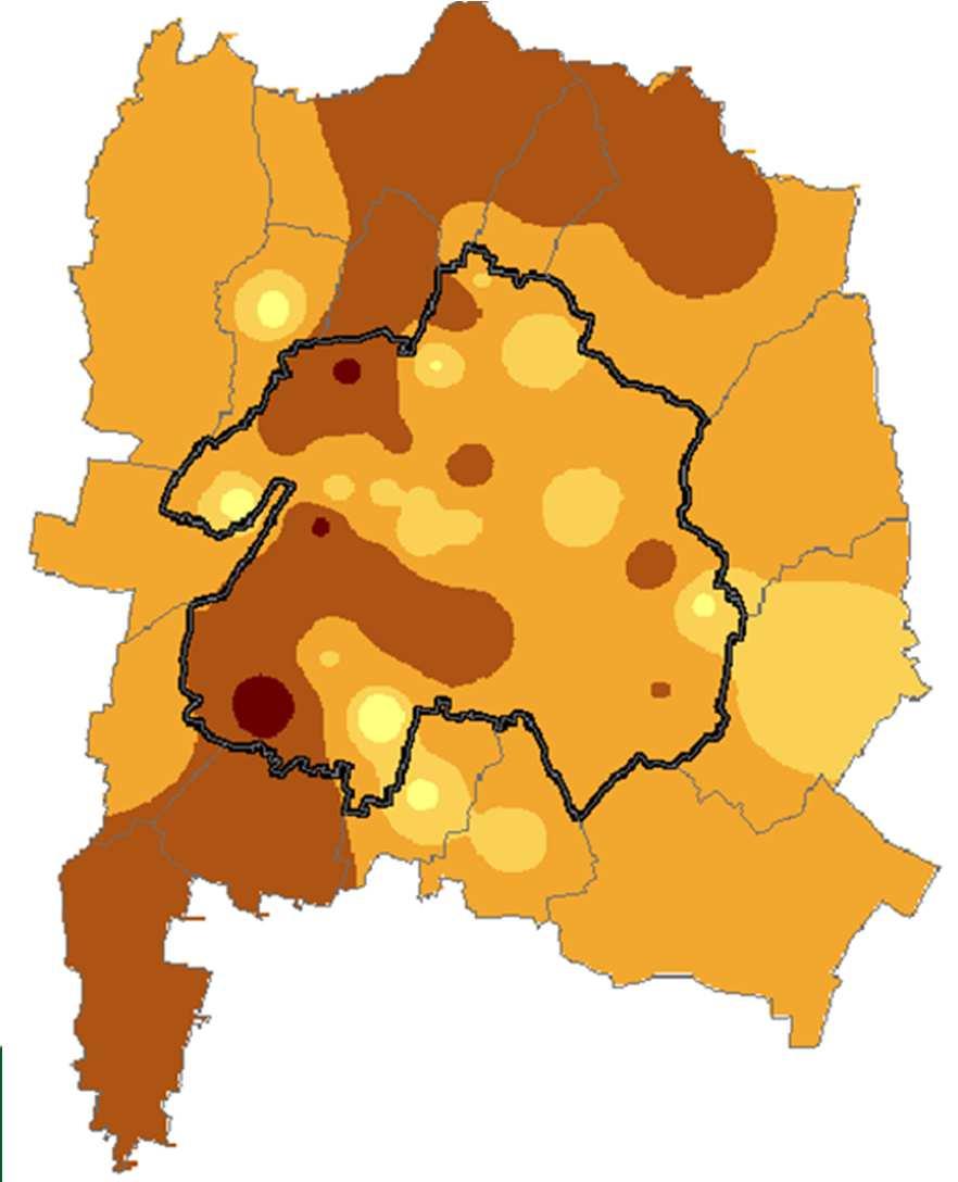 LINFOMA NON HODGKIN :COMUNE BRESCIA Si notavano SIR superiori nei quartieri dell area a Sud della