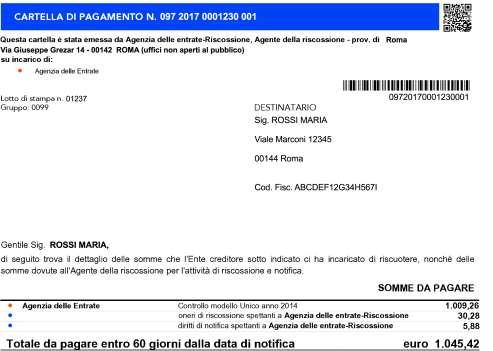 4) Numero del Documento Se le somme da definire sono richieste dall Agente della riscossione con una cartella di pagamento occorre indicarne il