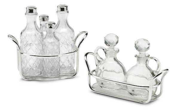 S00500/0021 menagere ovale a filo 2 oli 2 aceti vetri molati oval cruet with piping